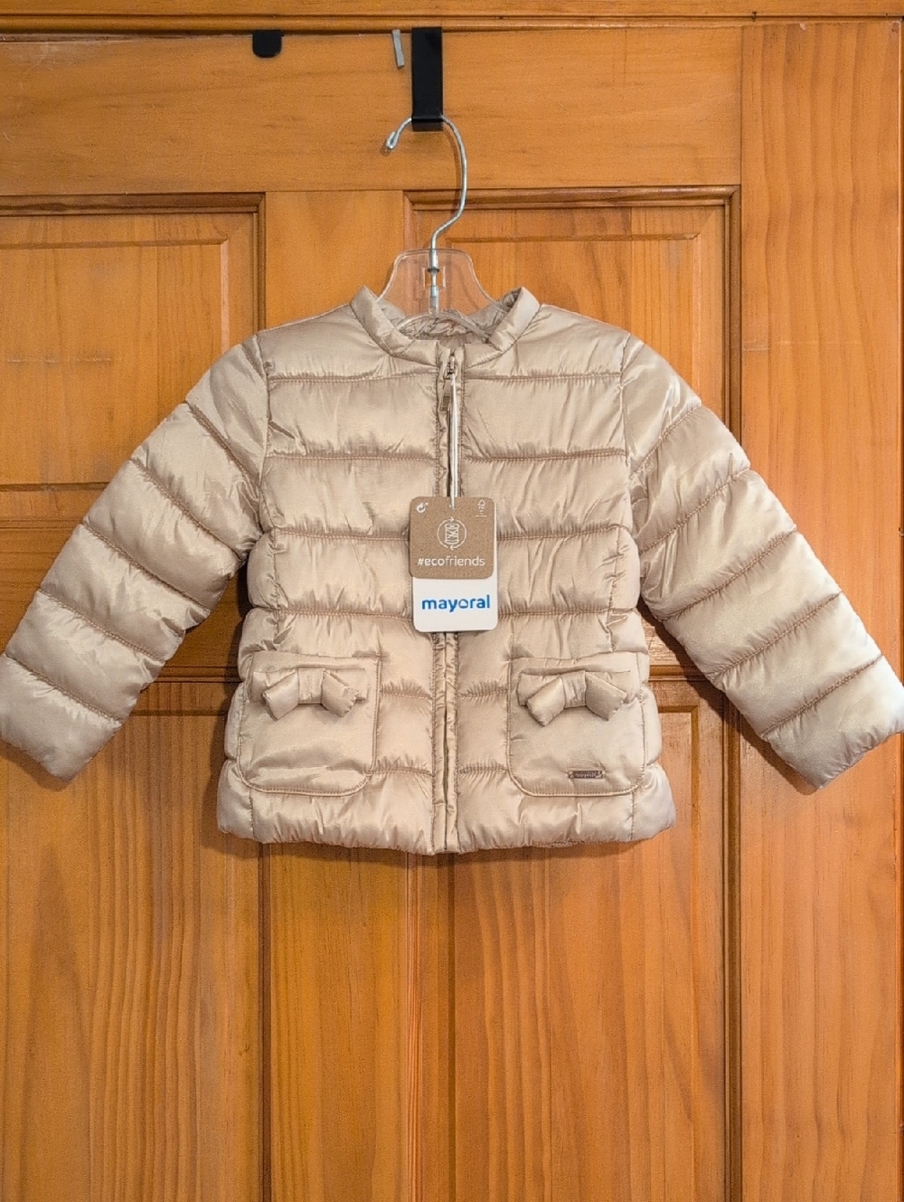 Mayoral Quilted Puffer Jacket with Bow Pockets. Size 18 Months